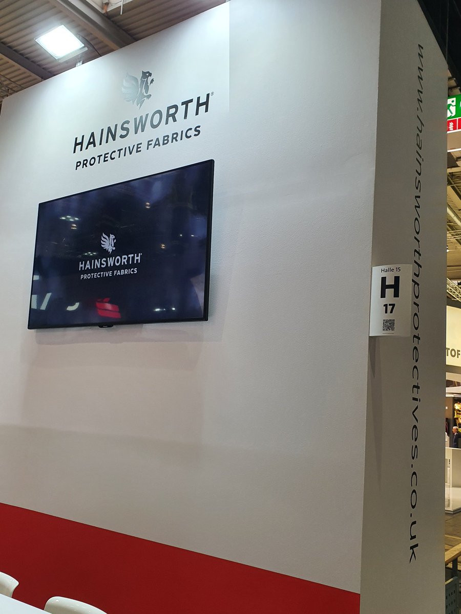 MrsRouthJones's tweet photo. Final day of #Interschutz.  If visiting the show, come to Hall 15 stand H17, please drop by and enjoy a coffee, tea or water with @K1W1C0L and myself 

#interschutz2022 #firefighters #PPE #Hainsworth #ProtectiveFabrics #keepingyousafe #Titan #AGILE #EcoDry #PBINRGLP https://t.co/OC6xdzaRGs