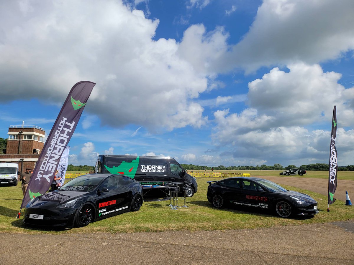 ThorneyMS's tweet photo. We are here at the Tesla Owners Club Day at Bicester Heritage. Come and have a ride in our Model 3 performance fitted with UP springs and anti roll bars or our Model Y fitted with full air suspension, the only one in Europe!

#tesla #teslatuning https://t.co/ZLzlXa9efy