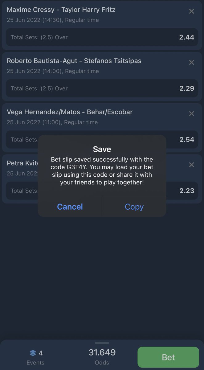 TheFtXMaestro's tweet photo. Lets do this Investors 💣 

Over 2.5 sets acca ready on @1xBet_Eng @ 30+ odds 🎾 

+/- 🔞

Code 👉🏾 G3T4Y

Register &amp; play here:
👉🏾 https://t.co/UNWzSigm81

Promo code 👉🏾 INVESTORBET

Cc @MisturBets @AcedTips @343bettips @ConvertedCode_1 @sportingking365 https://t.co/tLxoxQPTck