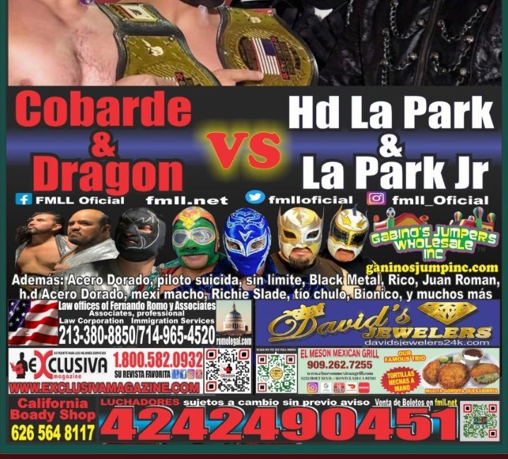 ChirpingBlueJay's tweet photo. July/Julio 17
Sunday/Domingo 5:30p.m.
#GabinosHallEvents
9830 Baldwin pl #ElMonte #California 

Tag-Team Championship on the line and more!
#WrestlingTwitter #Wrestling #LuchaLibre #LosAngeles #Chairman #TheChairman  #WrestlingCommunity #AEW #WWE #FMLL @fmlloficial 
#LosParks https://t.co/B45U49byie