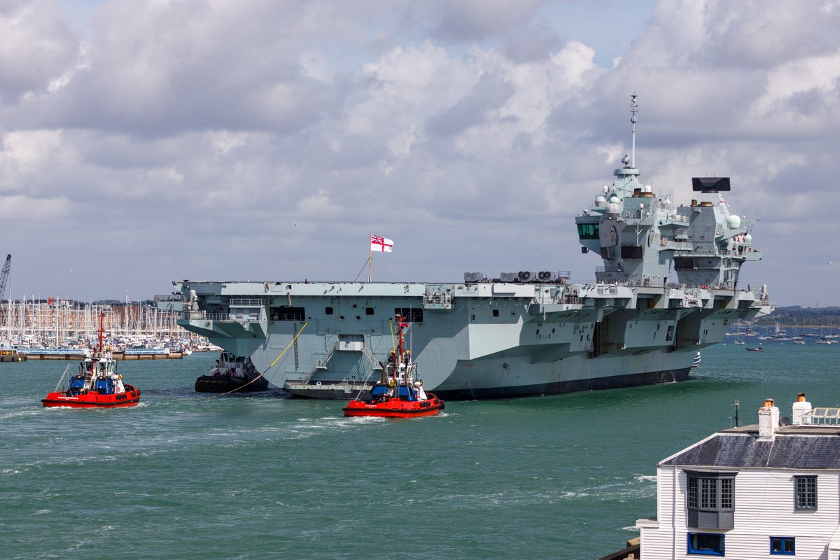 HMS Prince of Wales (R09) returns to Portsmouth Harbour from NATO exercises in the Med. Pictured 25/06/22