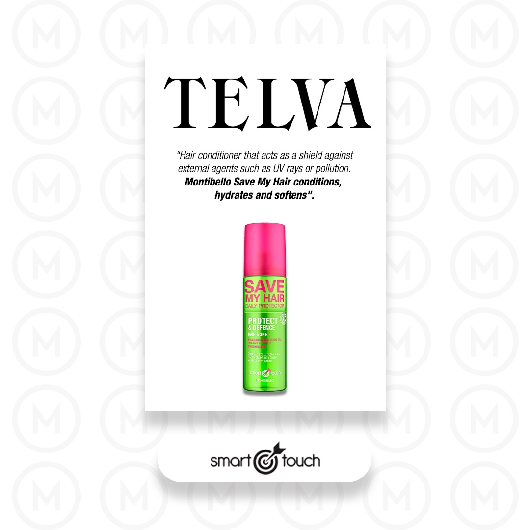 montibellouk's tweet photo. Smart Touch's Save My Hair featured in Telva 💚 as one of 15 products to help protect your hair from the strong Summer sun. This miracle product acts as a shield against UV rays and pollution, while also conditioning, hydrating and softening the hair.☀️ https://t.co/KaPeTy3ucY