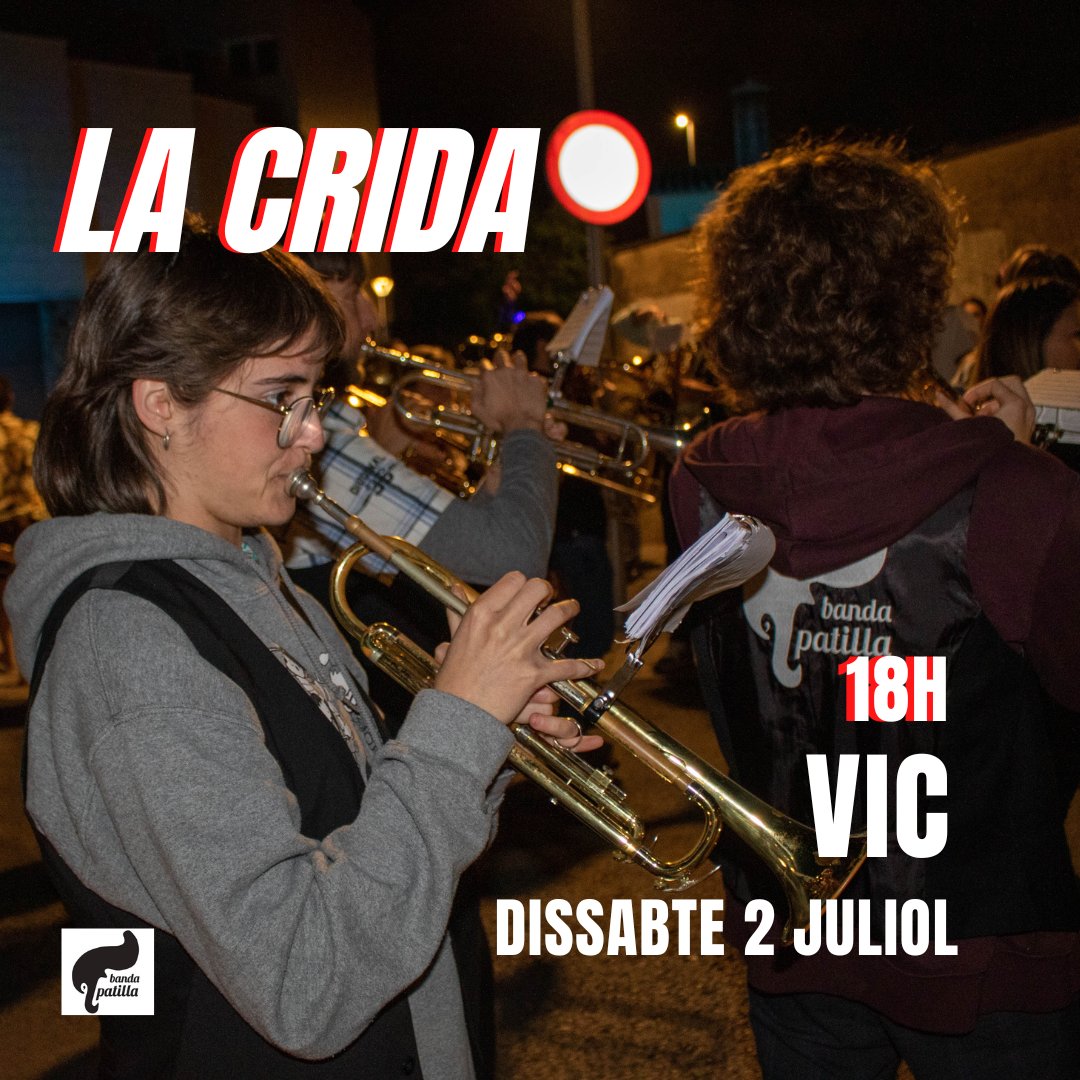 Encara no t'has recuperat de la revetlla? Cap problema! 

Tens temps el 2 de Juliol ens trobem a La Crida de Vic!!!!

T'esperem 🔥🎤🎺

contractació via mail📥 

#selia #partyhard #bandapatilla #tour #concert #xaranga #cultura #música #culturasegura #festa #festamajor #cercavila