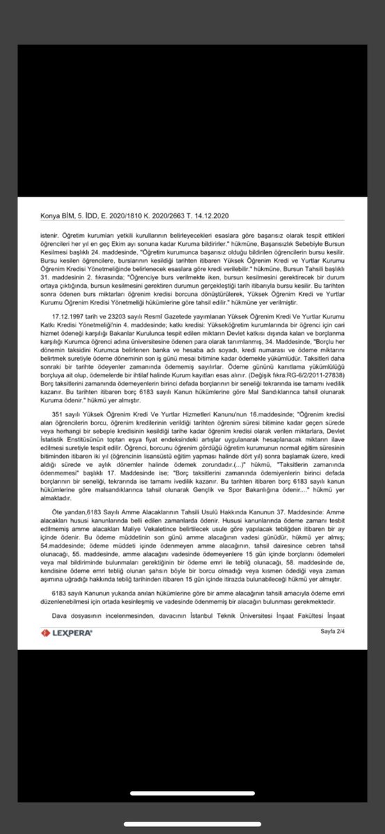 AvTarikCilekci's tweet photo. Ödenmeyen öğrenim kredisi için doğrudan ödeme emri düzenlenemeyeceği- borcun ödemesi gerektiğine ilişkin ödemeye çağrı yazısı yazılarak davacının bu borcundan haberdar edilmesi gerektiği- borç gereği yerine getirilmez ise ödeme emri düzenlenenebileceği.

Konya BİM 
2020/1810 K. https://t.co/sfCe2c1gCs