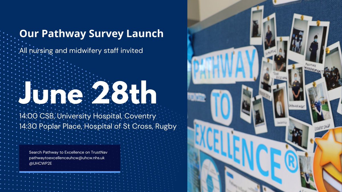 Pathway to Excellence at UHCW (@uhcwp2e) on Twitter photo Just THREE days until our Pathway Survey goes live at <a href="/nhsuhcw/">UHCW NHS Trust</a> and we can’t wait to celebrate all of our nurses, midwives and nursing associates and the incredible work they do 🤩💙 join us on Tuesday 28th for our launch celebrations! See details below 👇🏿👇🏽👇🏼 #ExcellenceAtUHCW Just THREE days until our Pathway Survey goes live at <a href="/nhsuhcw/">UHCW NHS Trust</a> and we can’t wait to celebrate all of our nurses, midwives and nursing associates and the incredible work they do 🤩💙 join us on Tuesday 28th for our launch celebrations! See details below 👇🏿👇🏽👇🏼 #ExcellenceAtUHCW