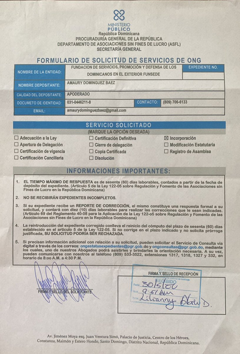 pablonel15's tweet photo. En proceso de incorporación: Fundación de Servicios, Promoción y Defensa Dominicanos en el Exterior (FUNSEDE). https://t.co/0UjFfwxt2c