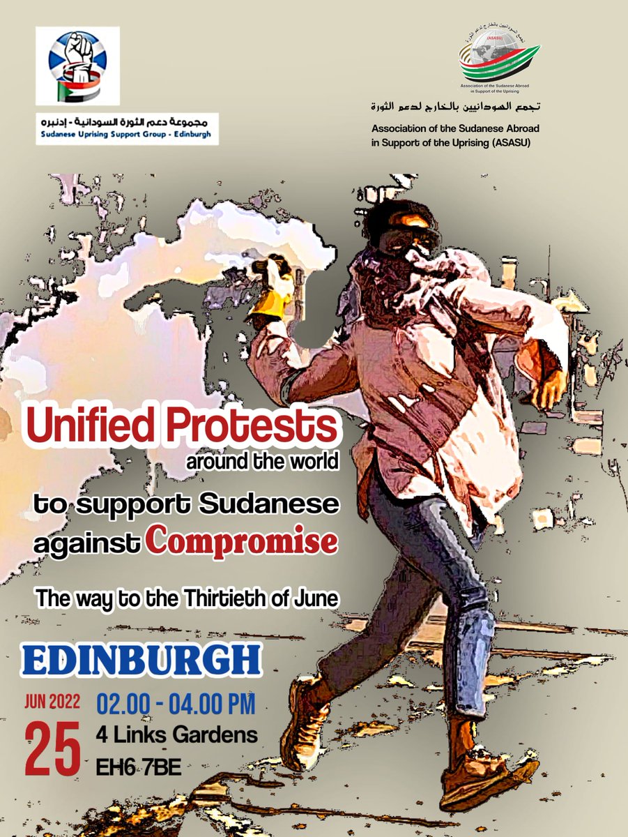 #SudanCoup
#Sudanese in Leith #Edinburgh standing in solidarity with everyone in #Sudan mobilising for 30th June ✊🏾🕊️♥️
(photos from 2pm - just left now, the crowd was ten times the size 👍🏾
The struggle continues... )