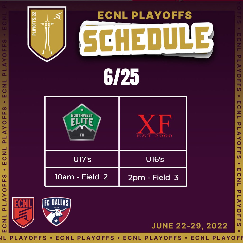 Good luck to our @fcdallas05ecnl &amp; @06_fcd_ecnl as they close out group play today.

05's face off against NW Elite looking to lock in a Wild Card spot while our 06's have already secured in their place as Group K Winners as we face XF Premier today!

#DTID

<a href="/ecnlgirls/">ECNL Girls</a> @ecnltexas