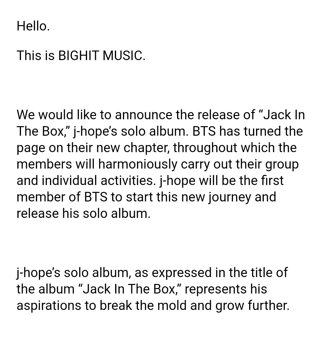 kimarriiV's tweet photo. [WEVERSE NOTICE] "j-hope 'Jack In The Box' " https://t.co/dUe1vmoL37