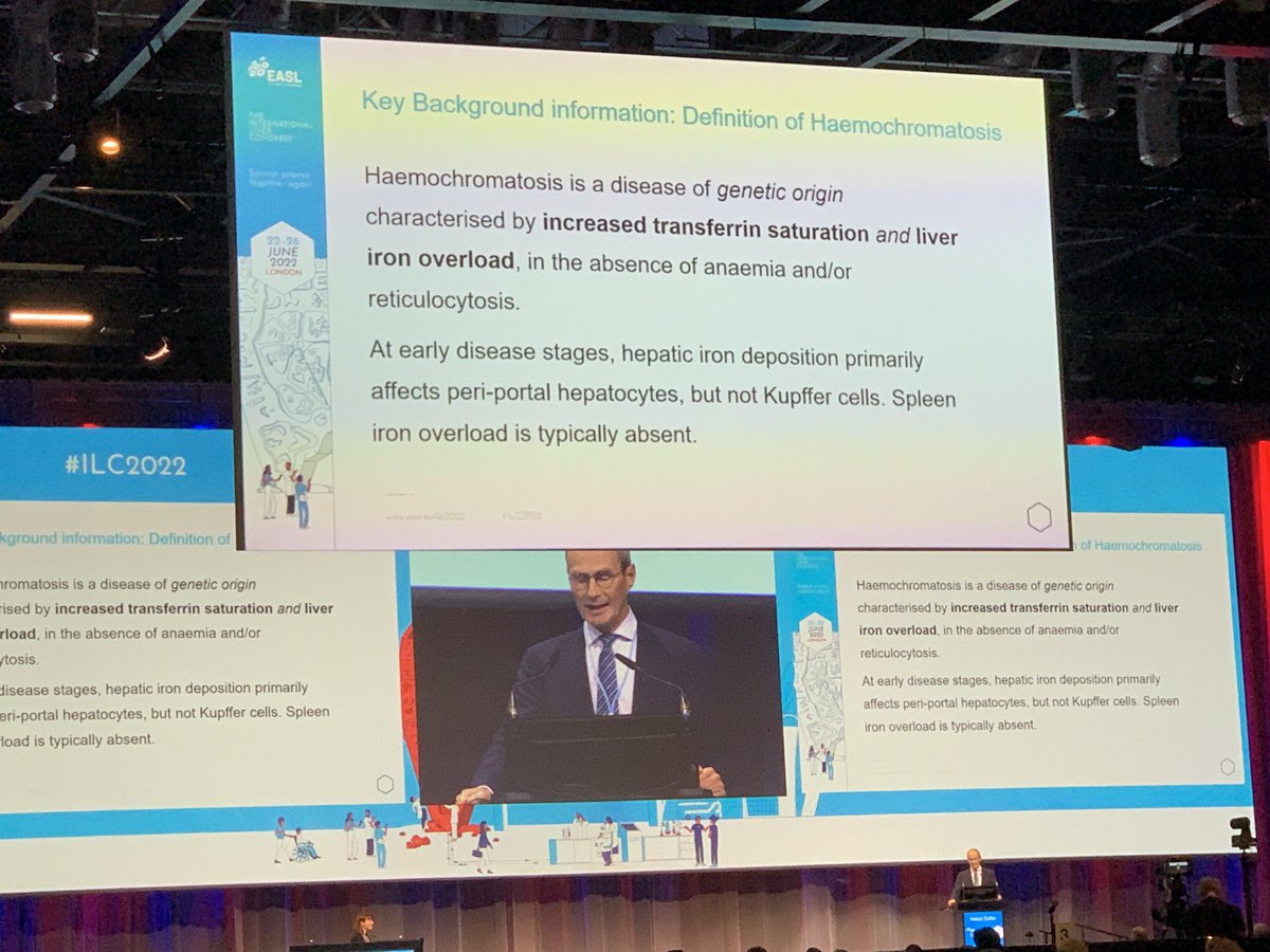 Prof Zoller introducing CPG on Haemochromatosis. “Genetic” removed from name. #ilc2022