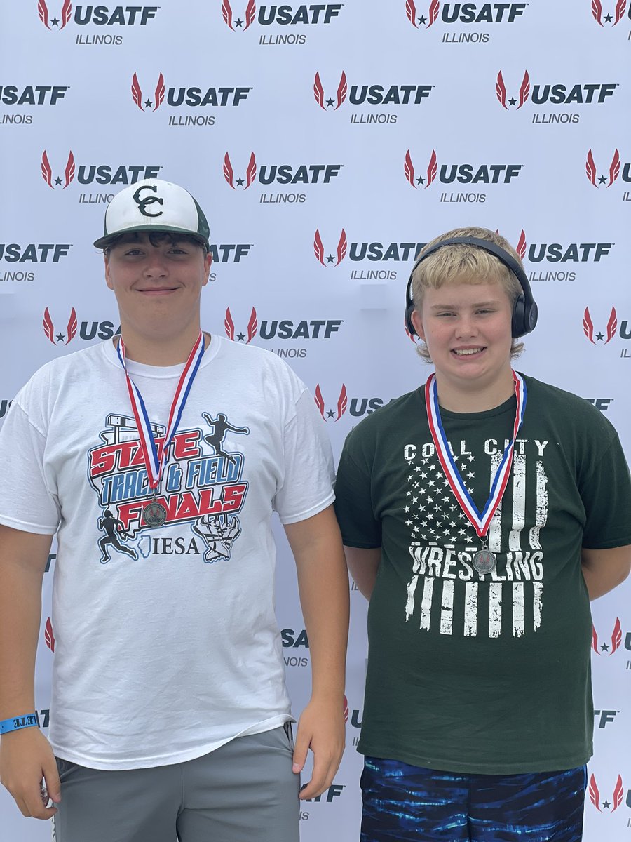 The CC Middle School Track Team have two athletes competing at USATF Illinois Junior Olympic Championships today and tomorrow at the University of Illinois. Gabriel Hamilton and Emmett Easton both finished in 2nd place in Discus for their age division today. Shot put is tomorrow!