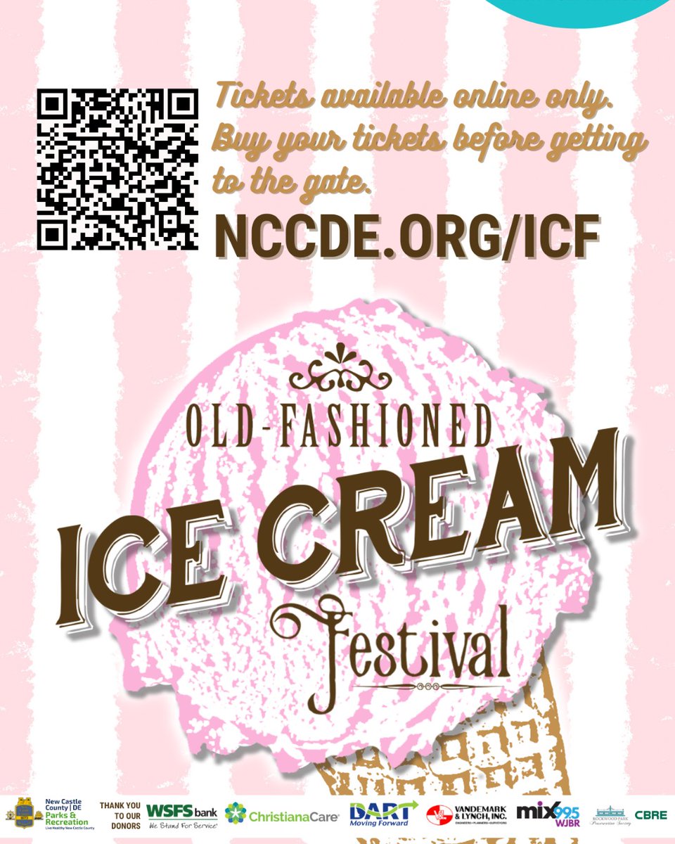 Remember - ALL TIX MUST BE PURCHASED IN ADVANCE AT TINYURL.COM/ICFTIX2022. Buy tix when parking, on the bus, or even when at Rockwood - but to get in faster, have your ticket bar code ready on your phone. Thanks for your patience with our new system! 🍦🍧🌭🍔🥤🍺🙋‍♀️ #netde #nccde