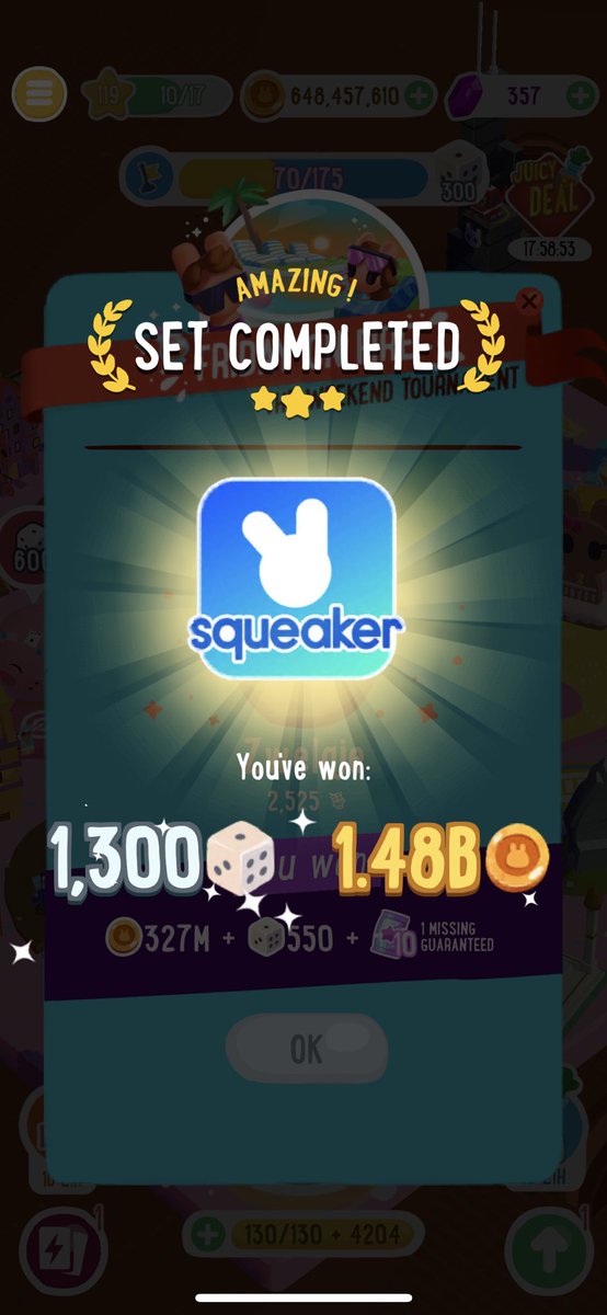 OurReturn2014's tweet photo. @BoardKingsGame Today’s challenge gave me a wild card which was my last missing card to complete my last set and with that also the “COMPLETE ALBUM”. Just in Time..  AMAZING !! 🐇 https://t.co/OwHyeD9G9E