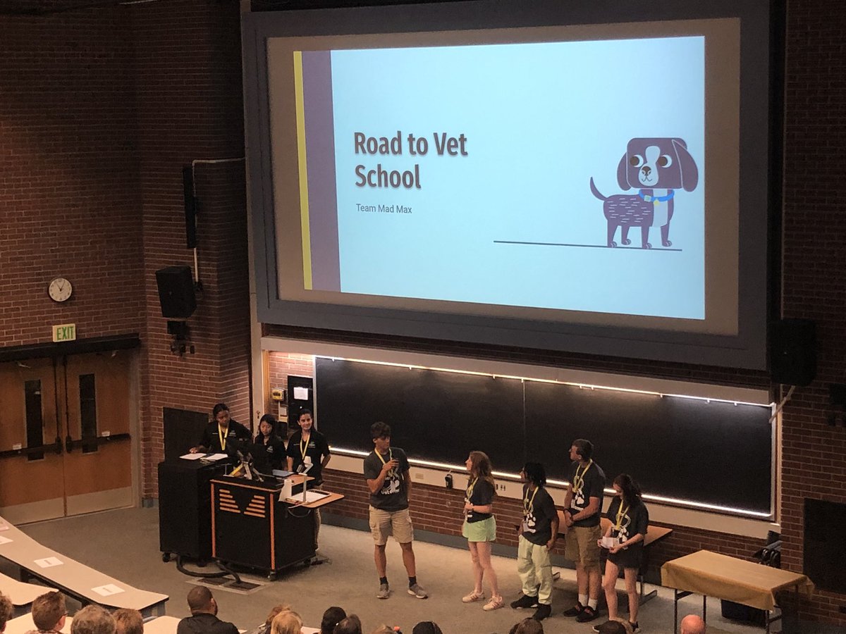 BoilerVetCamp's tweet photo. #TeamMadMax presenting “The Road to Vet School” to all of the family members and friends of the campers! https://t.co/s4IMt6u7jU