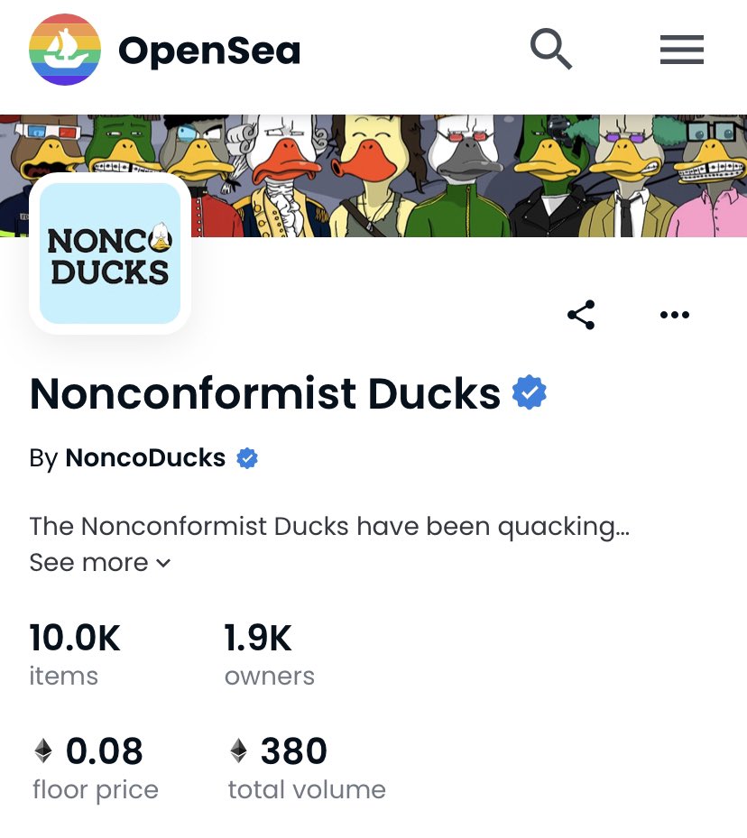 This is going fast. 8 ducks to .09 and 19 to .01 eth. Anyone joining this amazing <a href="/noncoducks/">Nonconformist Ducks</a> community will have gains because of the thin floor and will be part of a selective group of amazing people. Now ducks are in Punta Cana so imagine…
#DucksFlyTogether