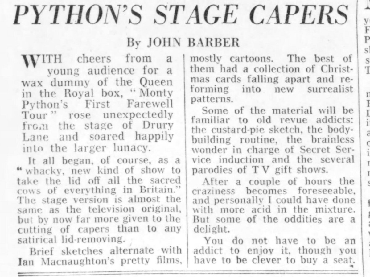 JonTrevithick's tweet image. Monty Python Live at
Drury Lane in London,1974