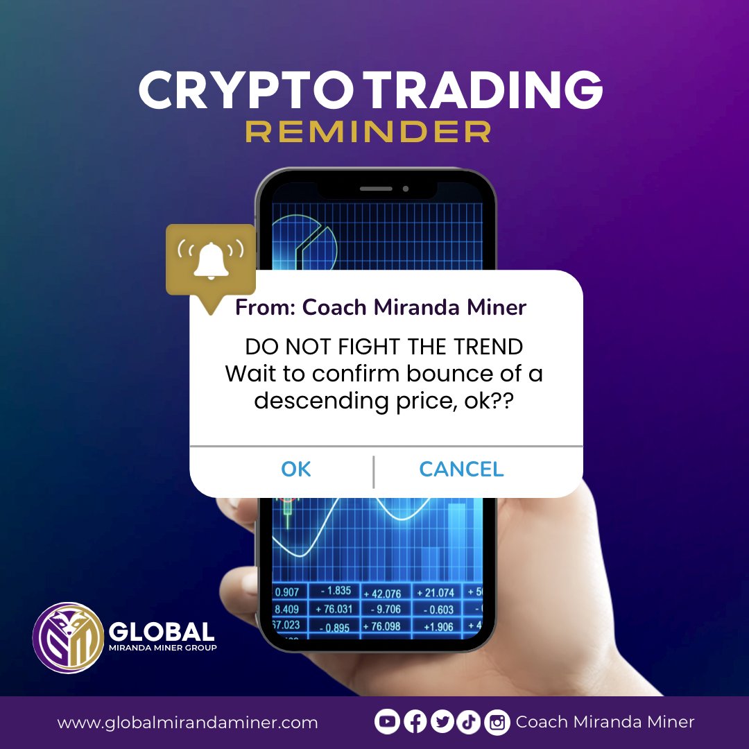 MiningMiranda's tweet photo. Trading reminder from CMM!
#crypto #tradingreminder #mirandaminersystem https://t.co/G0wReRoKpN