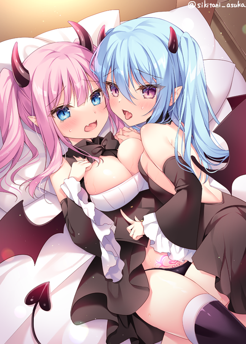 双子サキュバスちゃんの百合😈
#百合の日 