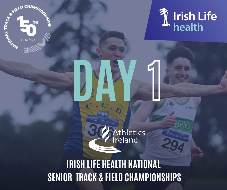 ✨Irish Life Health National Senior Track & Field Championships Day 1✨ Stream 📺 bit.ly/3QFLtZ3 Schedule & Results⏰bit.ly/2MJtMan Tickets 🎫 bit.ly/3zVNWZk Best of luck to all athletes and coaches this weekend👏 #150thEdition