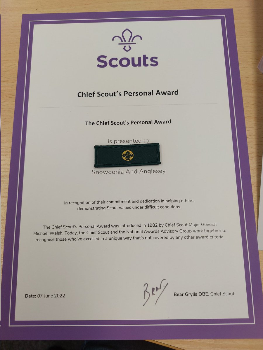 So this morning was quite emotional for me, I received an award that I was really not expecting. <a href="/ScoutsCymru/">ScoutsCymru</a> <a href="/ACCarmsscouts/">Jon AC Carmarthenshire</a> <a href="/Eryriamon/">Scouts Eryri a Môn</a>