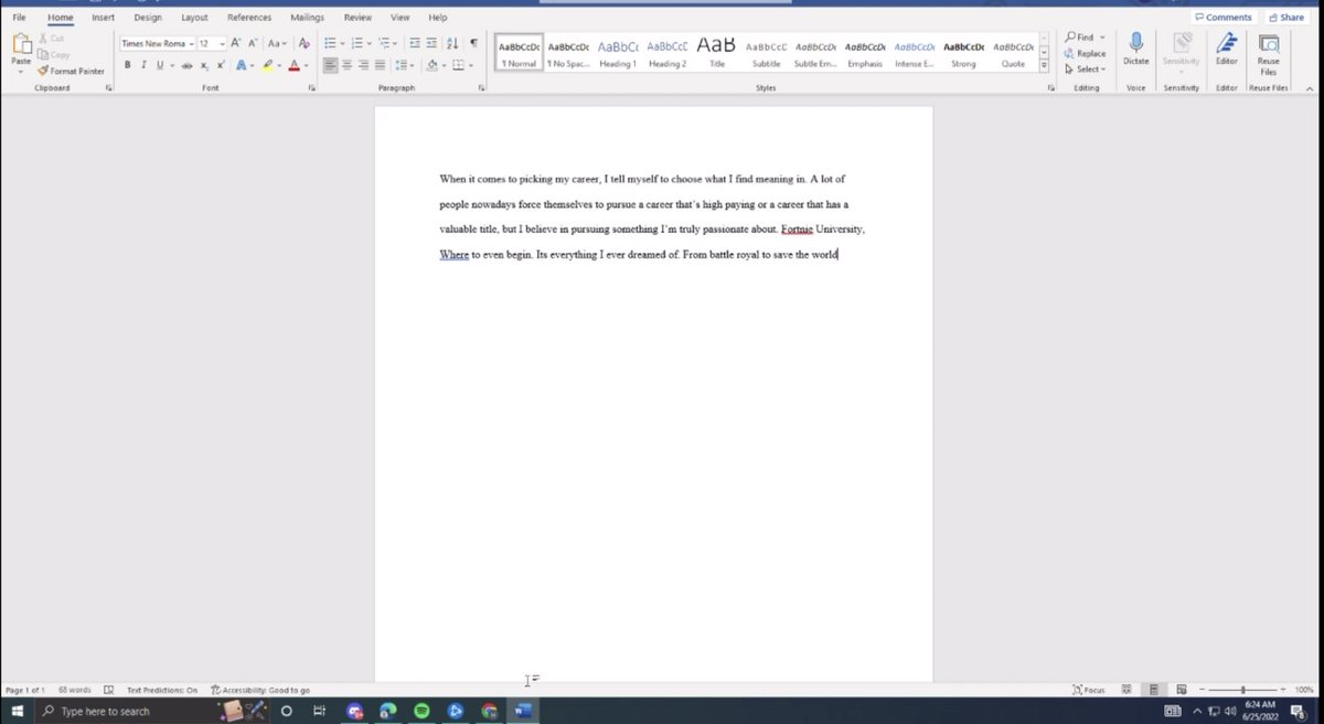 how’s my paper so far (Career essay for college)