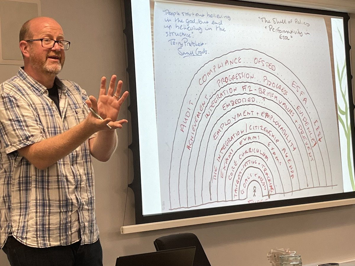 Absolutely storming presentation by <a href="/samshep/">Sam Shepherd</a> at <a href="/NATECLA/">NATECLA National Centre</a> on #participatory peafagogy. “Language development will come when it comes, not when the curriculum wants” <a href="/EFALondon/">English for Action 🧡</a> #loveESOL