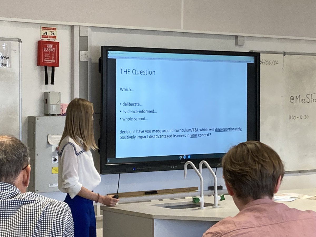 Fantastic session by <a href="/MissSFranklin/">Sam Franklin</a> on QFT trough eyes of disadvantaged students! #rEDNorwich 
This is indeed THE question: “what decisions have you made that disproportionately positively impact disadvantaged students?”
Ask it everyday!!!