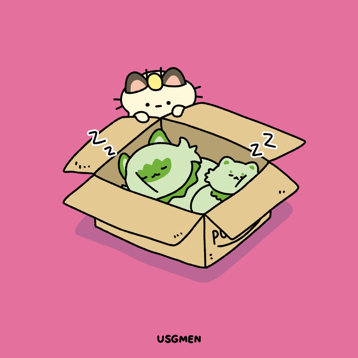 no humans in box pink background box cardboard box in container sleeping  illustration images