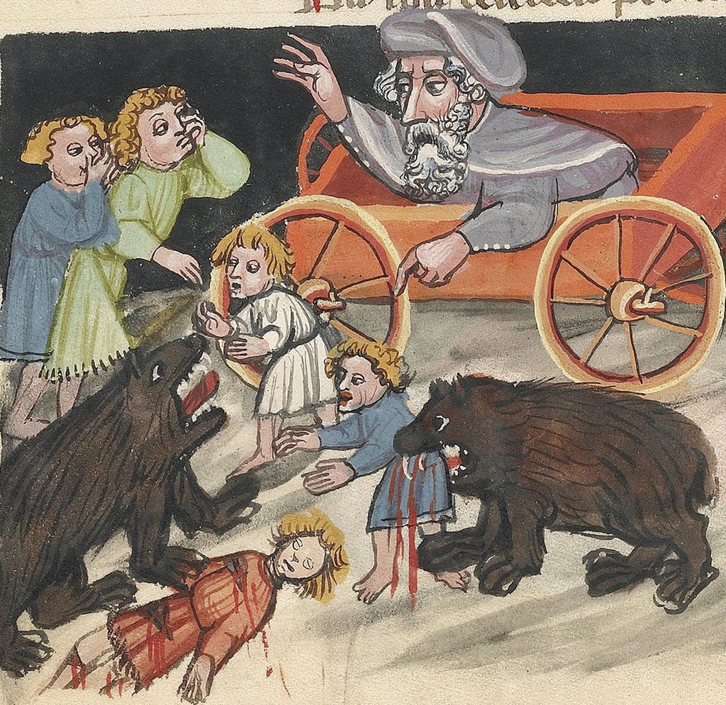 weird medieval guys BOOK OUT NOW !! (@weirdmedieval) on Twitter photo children being eaten by bears as punishment for mocking a bald man, germany, 15th century children being eaten by bears as punishment for mocking a bald man, germany, 15th century