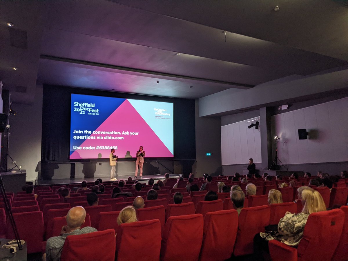 Here's #MoonageDaydream director @brettmorgen on stage for a live Q&A session - it's such an honour to hear about the process behind our opening night hit.⚡