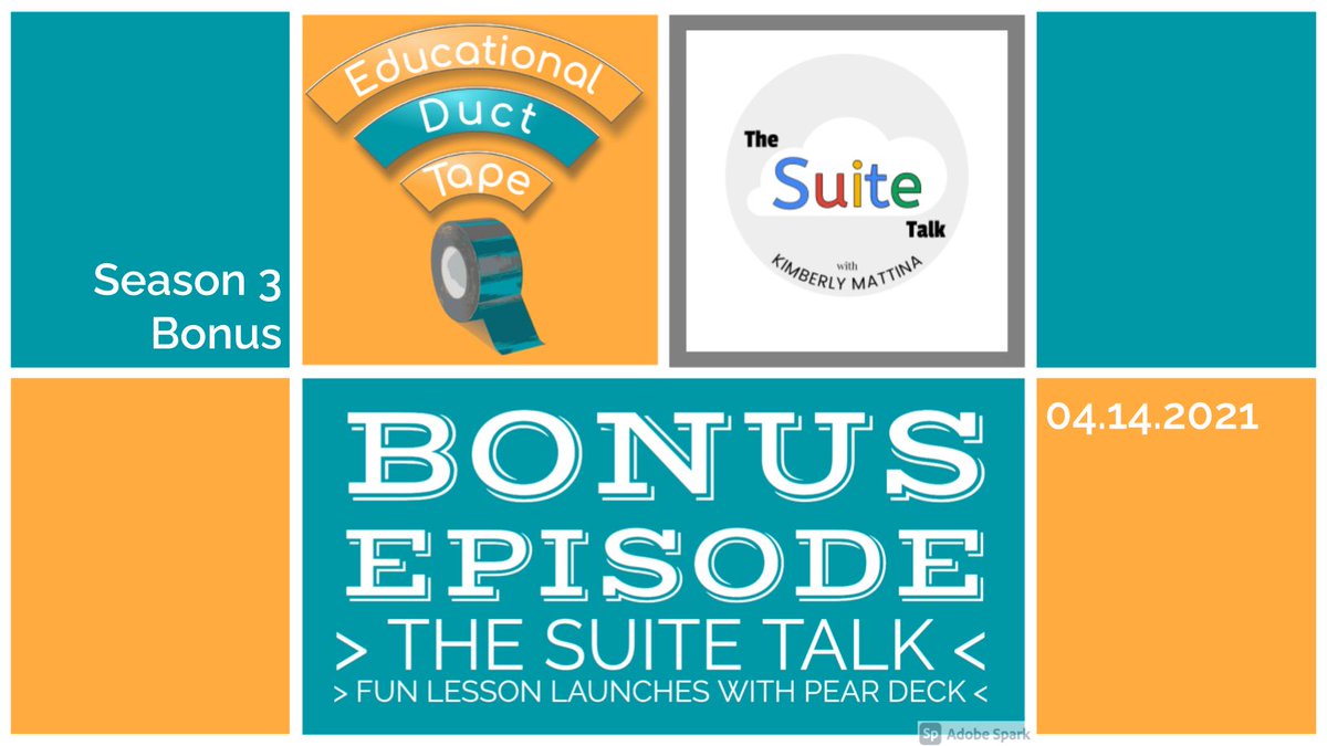 Have you heard my chat with @The_Tech_Lady about the 🎉 FUN 🎉 ways that I've used @PearDeck to launch my lessons!? You can hear my discussion with Kim in this #EduDuctTape BONUS episode, which is an episode of Kim's #TheSuiteTalk podcast! jakemiller.net/eduducttape-bo… #GoogleEDU