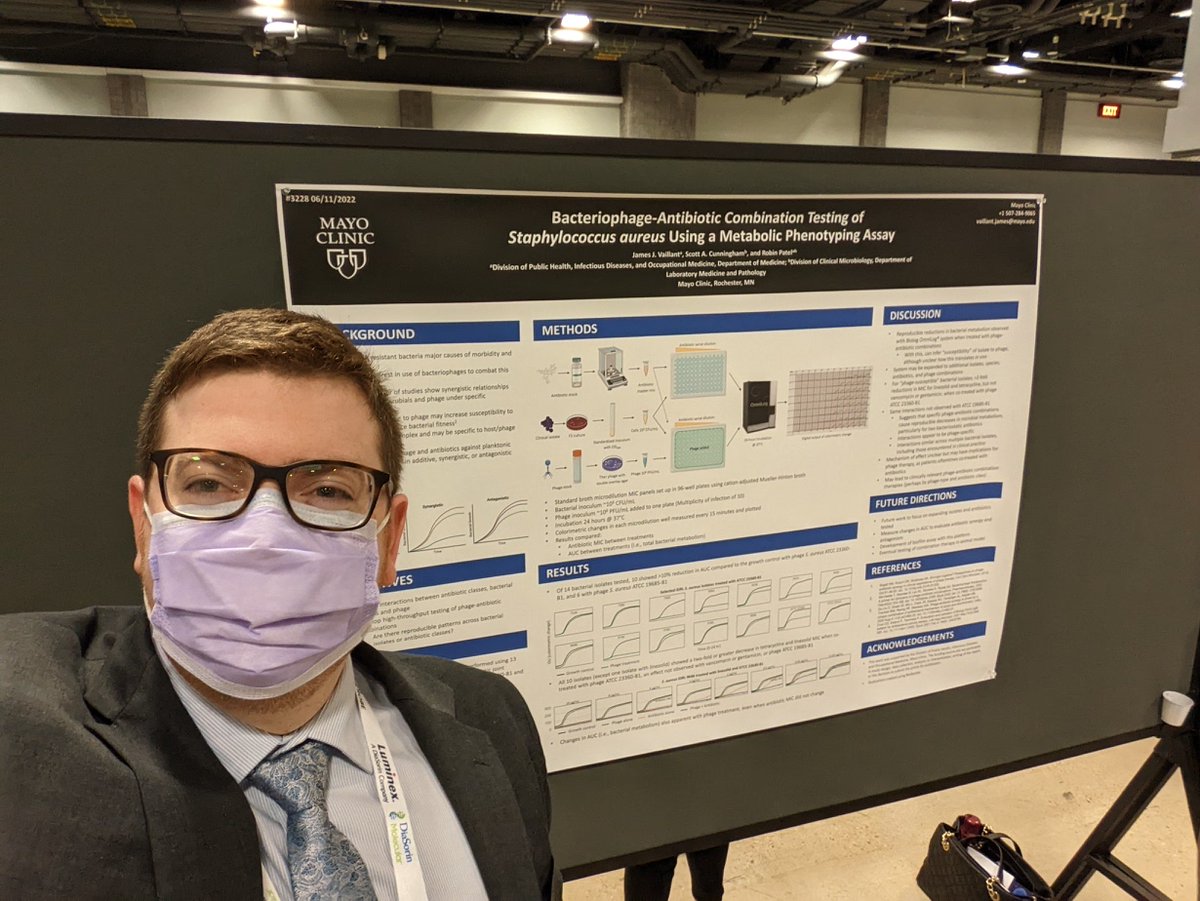Mayo Clinic Infectious Diseases (@mayoclinicinfd) on Twitter photo Congratulations to our ID fellow Dr. <a href="/james_vaillant/">James Vaillant</a> for presenting his research on #phage #bacteriophage_antibiotic combination testing for #staphylococcus aureus at the recently concluded <a href="/ASMicrobiology/">ASM</a> #ASMicrobe meeting in DC <a href="/micro_rp/">Prof. Robin Patel</a> Congratulations to our ID fellow Dr. <a href="/james_vaillant/">James Vaillant</a> for presenting his research on #phage #bacteriophage_antibiotic combination testing for #staphylococcus aureus at the recently concluded <a href="/ASMicrobiology/">ASM</a> #ASMicrobe meeting in DC <a href="/micro_rp/">Prof. Robin Patel</a>