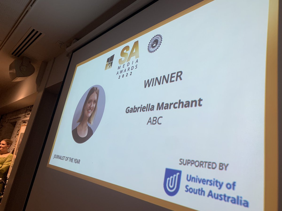 PercyKaren's tweet photo. And now for ..... @withMEAA’s #SAMediaAwards’ Journalist of The Year! Which goes to ..... @gabby_marchant from the ABC. Her FIFTH award. In each of her awards tonight, the judges have noted her sensitivity, her ethics and great storytelling. Amazing public interest journalism! https://t.co/7oLPvcelrL