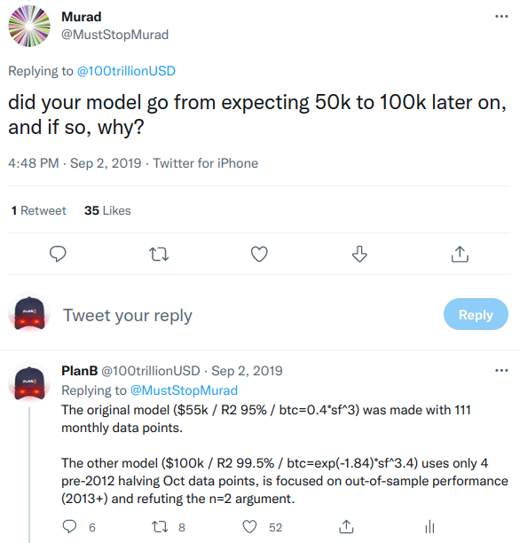 To all people asking about 100k: pls lookup discussion that we had at the time (2019) about this topic, or listen to some 2019 interviews for more detail. Long story short: if you don't like that 100k model is extreme out-of-sample (made with only 4 data points) then stick to 55k
