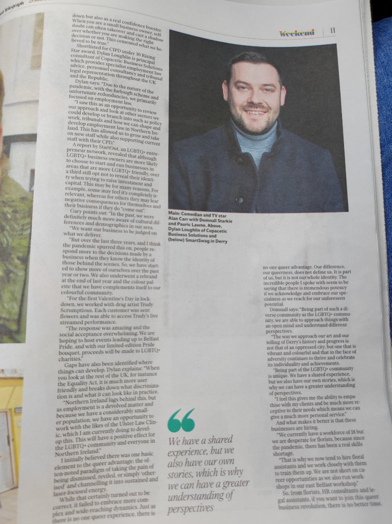 CopaceticNI's tweet photo. Copacetic Director Dylan Loughlin is in today's @BelTel talking about his experience of being a Queer Business Owner and the unique perspective this gives him to better represent others who may have faced adversity in the workplace ๐ณ๏ธโ๐๐ณ๏ธโ๐ #PrideMonth #CopingWithCopacetic https://t.co/ZG6g9SCce4
