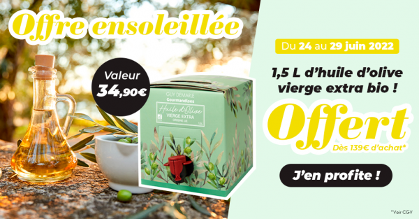 indomel79's tweet photo. Une offre qui sent bon l'été ☀️
Du 24 au 29 juin inclus, pour toute commande d’une valeur supérieure ou égale à 139€ sur la boutique et en Atelier Culinaire, recevez en cadeau 1,5 L d’huile d’oli... #guydemarle https://t.co/FhoPK2ge5D https://t.co/bvdPjhAkYs