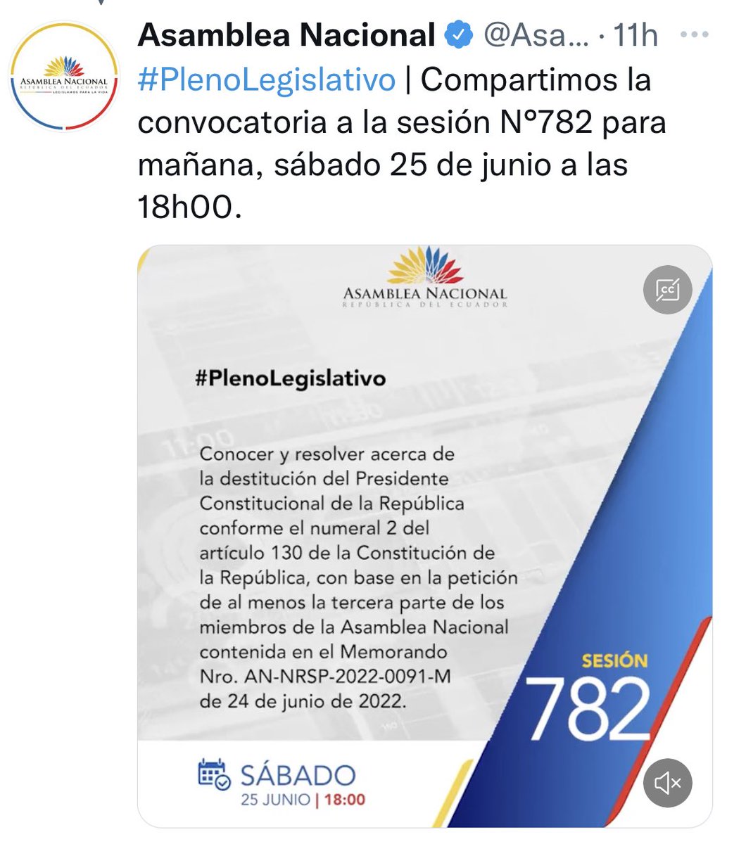 DacervantesP's tweet photo. Srs. asambleístas corruptos e ineptócratas:
El supuesto de crisis y conmoción social como fundamento para destituir a #Lasso DESAPARECIÓ
Ya no existe causal de destitución. Por lo tanto el “pueblo ecuatoriano” les ORDENA suspender ese burdo sainete…
#YaPeroYa https://t.co/Y3Z0Ksvo4r