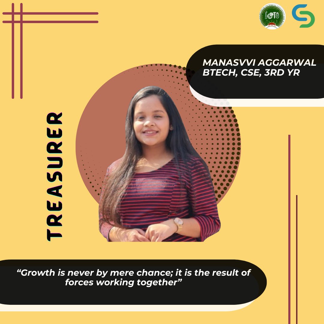 Manasvvi, a responsible leader, team player and determined to bring change for a sustainable future. Her vision is set to deliver the best of her abilities and take CSD and its mission to greater heights.
We present our Treasurer for the year 2022-23 Manasvvi Aggarwal.