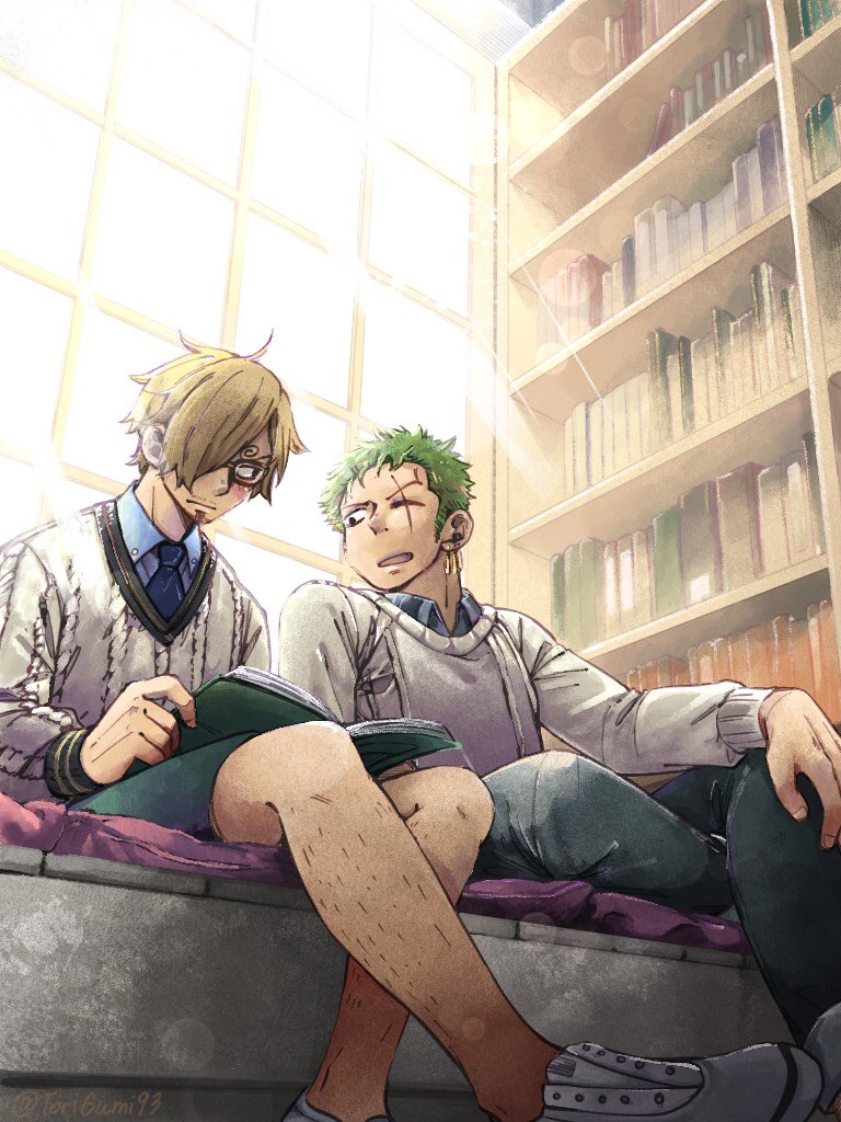 🧩𝕋𝕠𝕣𝕚𝔾𝕦𝕞𝕚𝟡𝟛 On Twitter Sanji Cant Concentrate On His Book Cause Zoro Want His Attention 💚x💛 