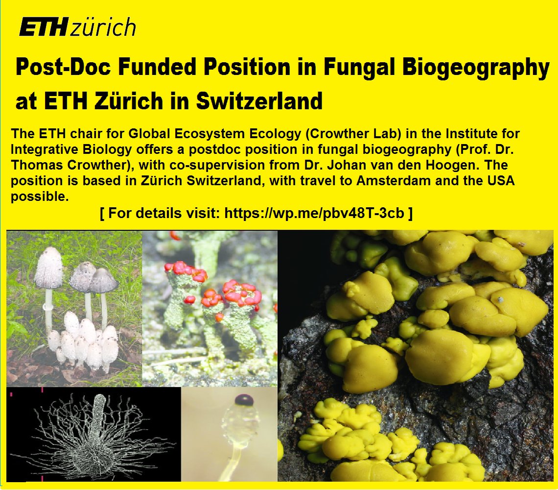 📌 Post-Doc Funded Position in Fungal Biogeography🦠🌍 at ETH Zürich in Switzerland 🇨🇭... Please Retweet and spread the word! For details visit the link below👉 wp.me/pbv48T-3cb