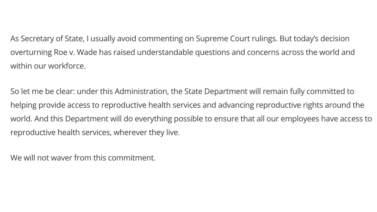SecBlinken's tweet photo. My statement on yesterday’s Supreme Court decision: https://t.co/zHOftvcEFE