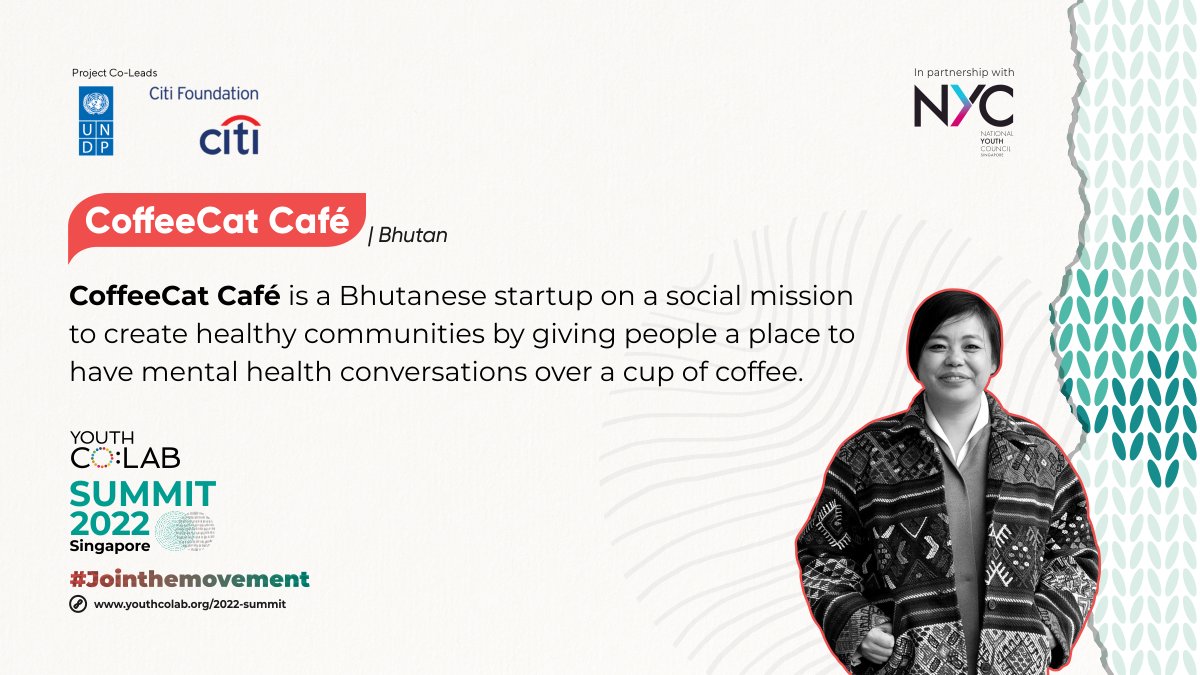 YouthCoLab's tweet photo. Prevention often starts with a conversation 🗣

Our #YouthCoLab startup CoffeeCat Café is a safe space for people to meet and talk about their mental health. 

Meet startups just like this at ➡️https://t.co/WSkm2LN8mp https://t.co/HvpVjPKd5d