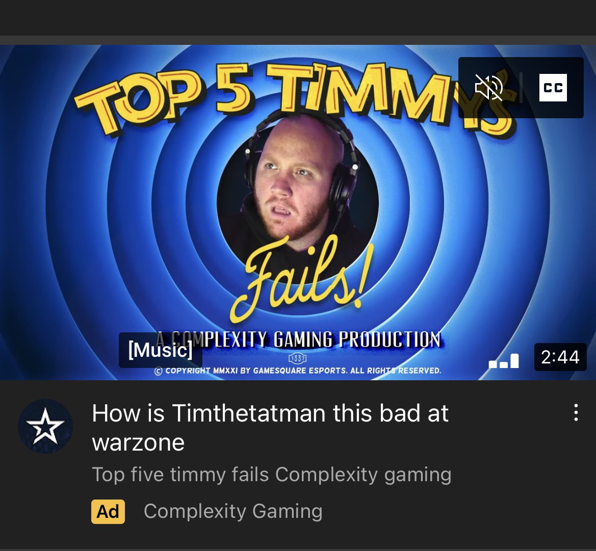 FrostSplitter's tweet image. Tim you are on a Ad. Lol! @timthetatman @Complexity