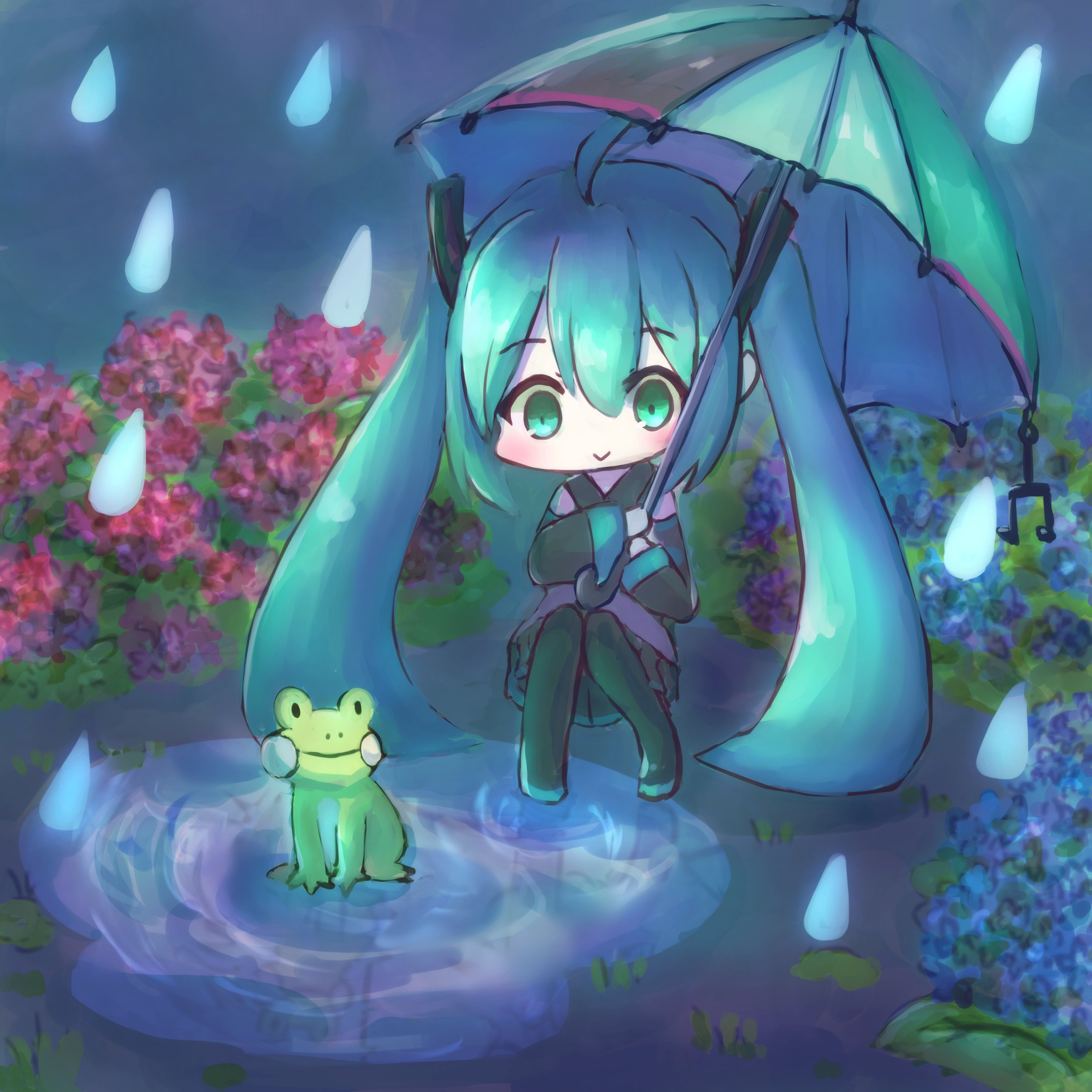 こたねこ 雨の日ミクさん 今年もアジサイが綺麗に咲いていて嬉しいです イラスト 夏の創作クラスタフォロー祭り みんなで楽しむtwitter展覧会 初音ミクイラスト T Co Vzounkcp0i Twitter