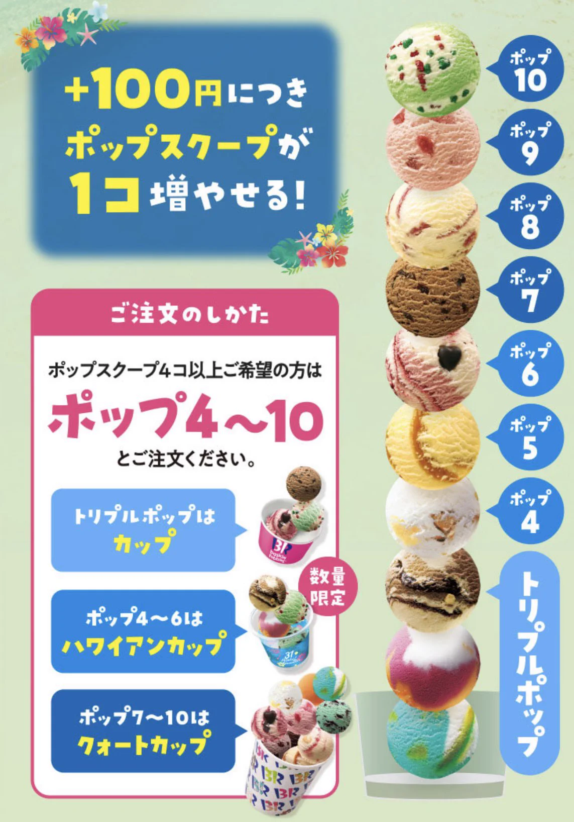 【話題‼】サーティワン「トリプルポップ＋100円で1個増やせる」神企画を実施中！！