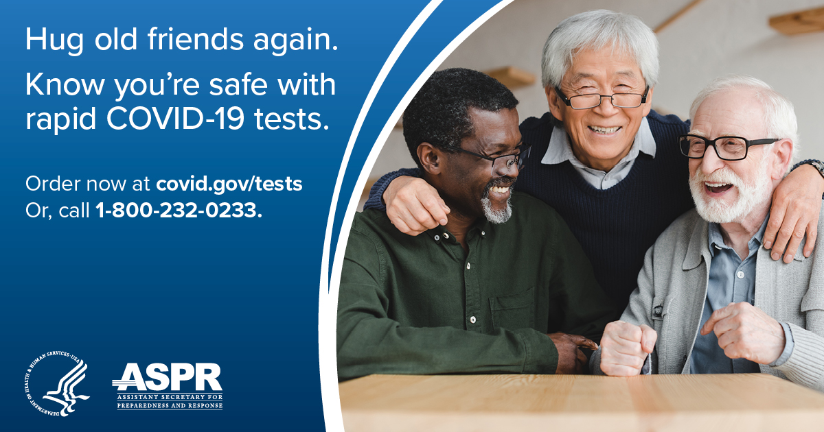 HHSGov's tweet photo. Health care professionals: Tell your patients to order 8 more free, rapid #COVID19 tests to use at home. Visit https://t.co/risKtI78nL or call 1-800-232-0233 (TTY 1-888-720-7489) for assistance in over 150 languages. https://t.co/EkenE2gTY8