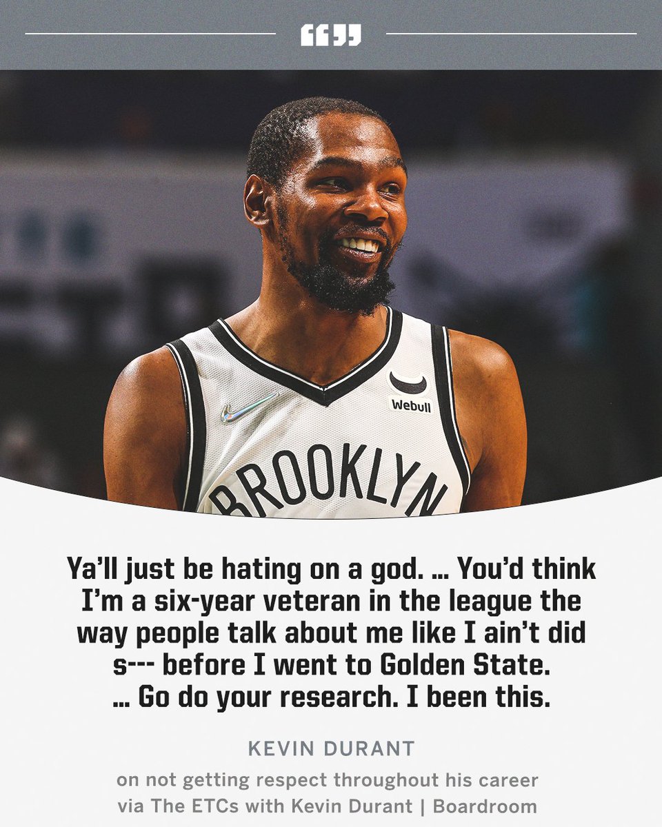 KD spoke on not getting respect throughout his career.