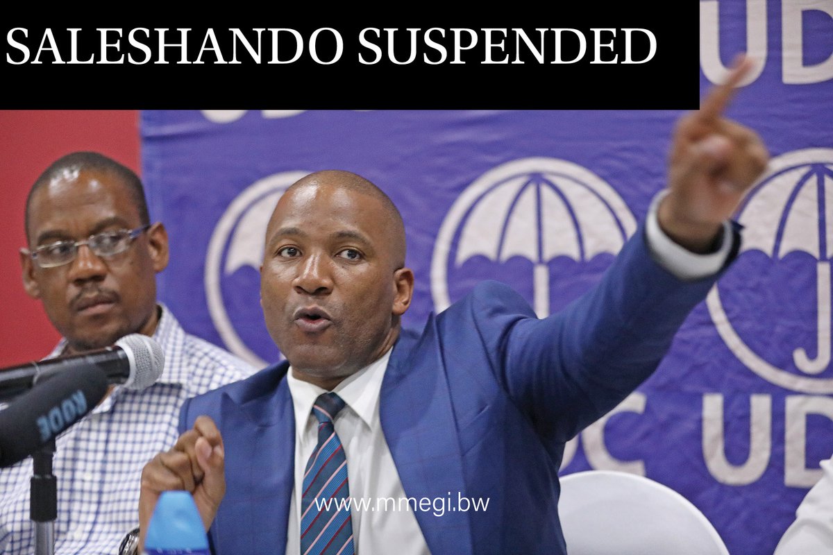MmegiOnline's tweet photo. BREAKING: SALESHANDO SUSPENDED FROM UDC
Leader of Opposition and Botswana Congress Party (BCP) President Dumelang Saleshando has been suspended from the Umbrella for Democratic Change (UDC).
PIC: THALEFANG CHARLES
#bwpolitics https://t.co/wDADM4me3X
