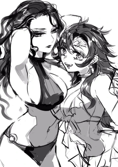 下描き 暑いから描きたくなった 