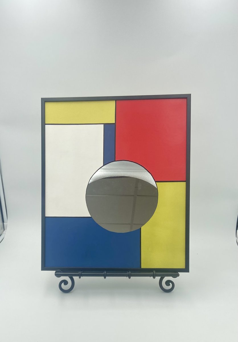 Imagicadre's tweet photo. Miroir rond sur fond inspiration " Mondrian " par IMAGICADREparCecilou https://t.co/NByprLbzqu via @Etsy https://t.co/eczyBexvvG